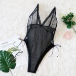 Body en dentelle avec liens latéraux - Noir / S