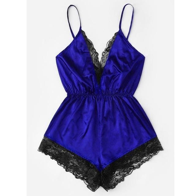 pyjama-femme-une-piece-avec-dentelle-maybella-fr-377 Pyjama femme une pièce avec dentelle - Bleu marin / XS