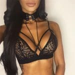 Soutien-gorge en dentelle à rayures décoratives - Noir / S